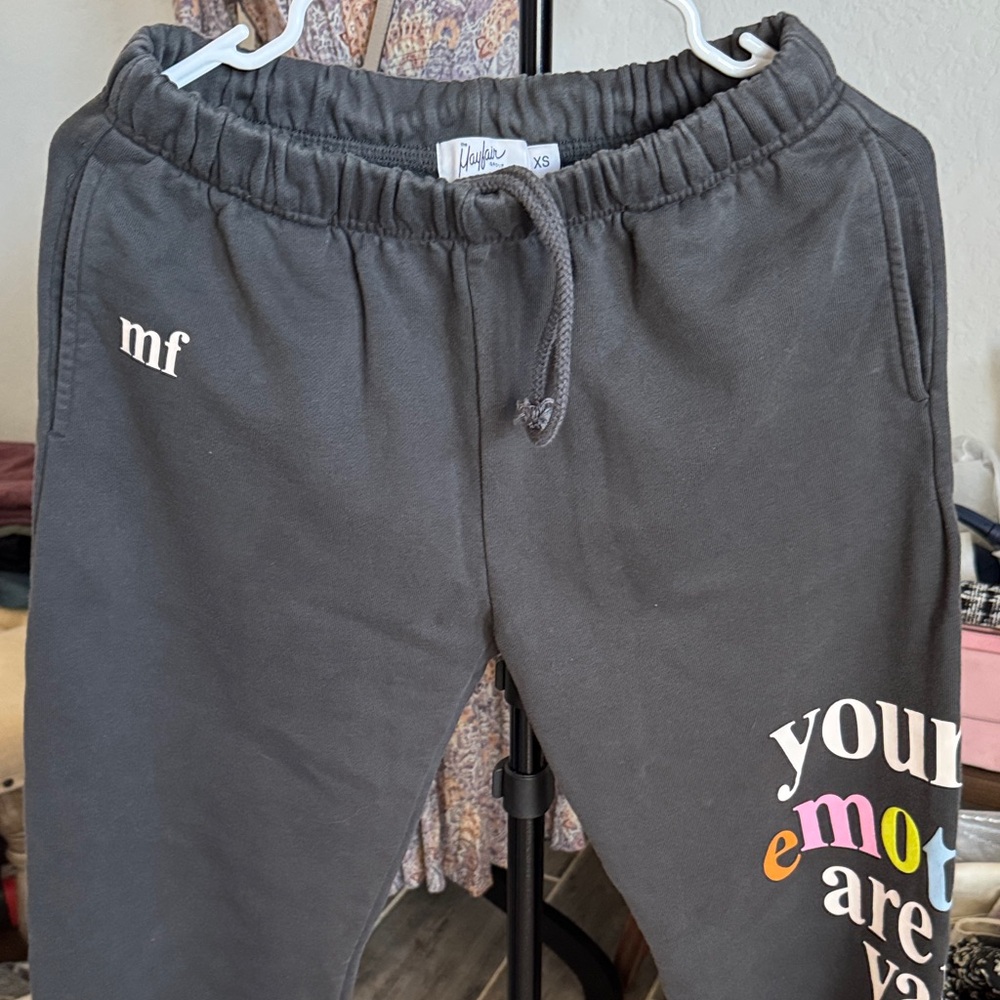 Mayfair group Gray Sweatpants with Colorful Lettering